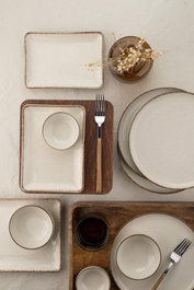 Hermia MOD14KH730P02 Juego de Desayuno de Porcelana Crema 14 Piezas